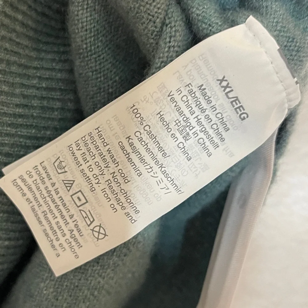 J. Crew Cashmere Crewneck Soft Classic‎ Sweater Light Teal Blue Men's XXL